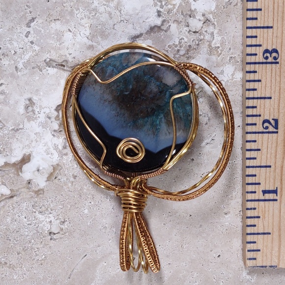 Copper Wire Wrapped Stone Pendant - Picture 4 of 4